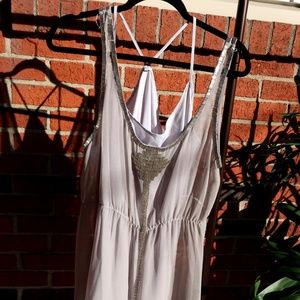 Aryn k silver metallic grey mini dress